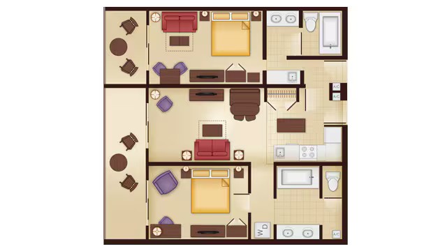 2-Bedroom Lock-Off Villa floor plan
