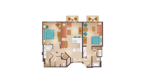 2-Bedroom Lock-Off Villa floor plan