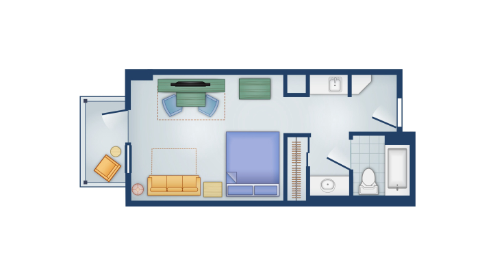 Deluxe Studio floor plan — Boardwalk Villas