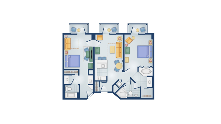 2-Bedroom Lock-Off Villa floor plan