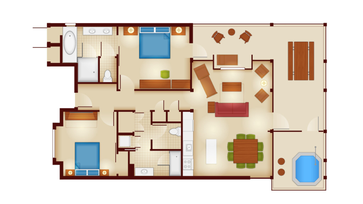 2-Bedroom Cabin floor plan