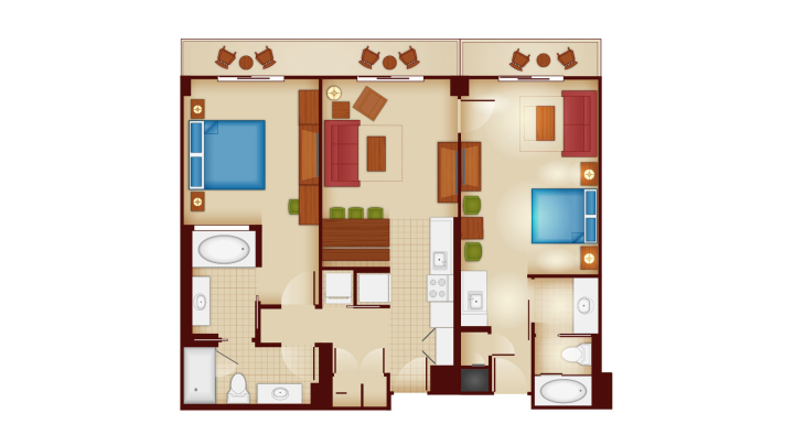 2-Bedroom Lock-Off Villa floor plan