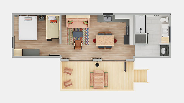 1-Bedroom Cabin floor plan