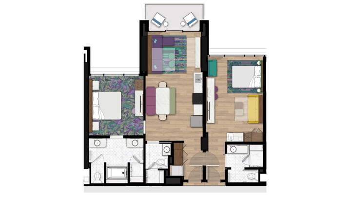 2-Bedroom Lock-Off Villa floor plan