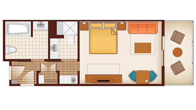 Deluxe Studio floor plan — Polynesian Villas