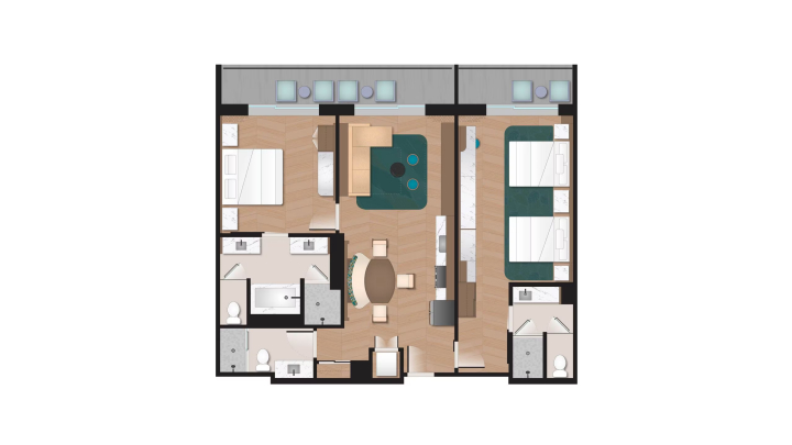 Tower - 2-Bedroom Lock-Off Villa floor plan