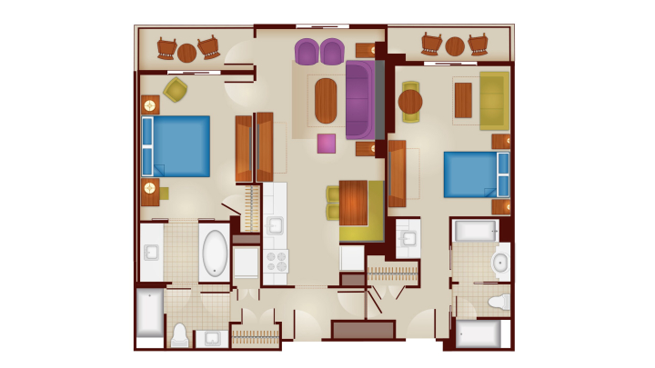 2-Bedroom Lock-off Villa floor plan