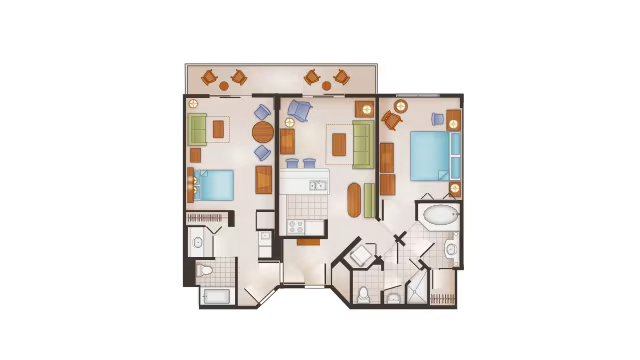 2-Bedroom Lock-Off Villa floor plan