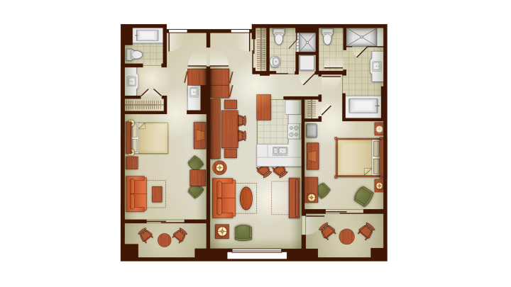 2-Bedroom Lock-Off Villa floor plan