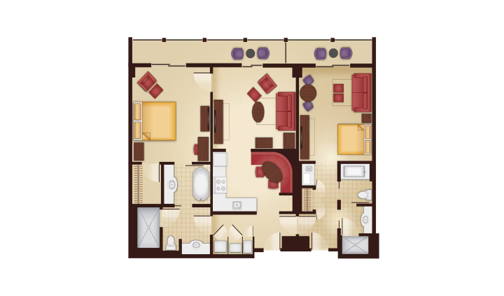 2-Bedroom Lock-Off Villa floor plan