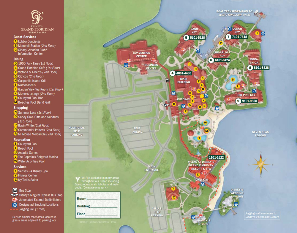 Grand Floridian Resort resort map 1